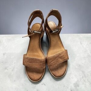 Frye Leather Ankle Strap Sandals Women Size 8 Brown Block Heel Comfort Sandals
